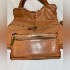 Fossil Erin Foldover Leather Tote Crossbody Bag and matching wallet